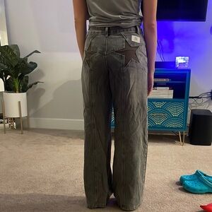 Japanese Weekend Gray Jeans with Star Detail